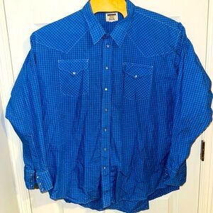 RUDDOCK Western Vintage Pearl Snap Blue XL Shirt